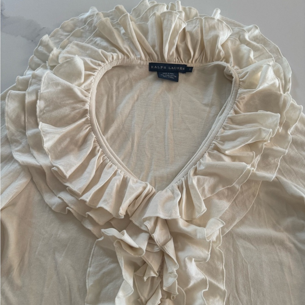 Ralph Lauren Cream Ruffled Blouse - Picture 3 of 6
